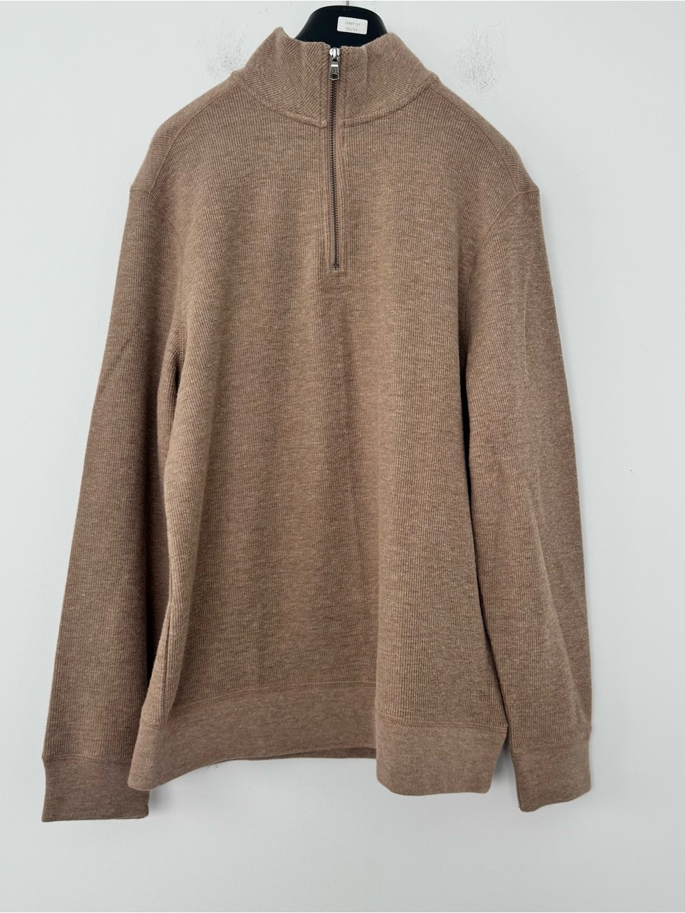 Banana Republic Quarter Zip Pullover Sweater Mens M Brown Waffle Knit Cotton